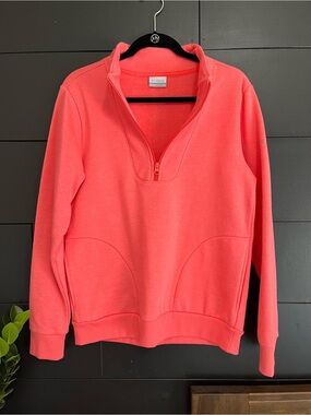 COLUMBIA Coral Fleece Lined Quarter Zip Pullover Sweatshirt Coat Woman’s M NWOT